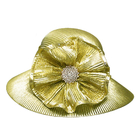 Złoto srebro metaliczne Braid Damskie kapelusze Kościół Oszałamiająca Diament Klamra przycinanie