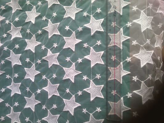 Pentagram Qmilch organza haftowane koronki tkaniny, gwiazda koronki tkaniny