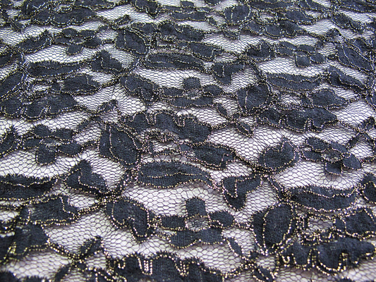 Royal Blue Cotton Nylon Gold Metalik Crochet Koronkowa tkanina na podwórku