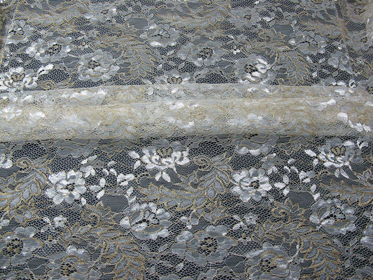 Archiwalne tkaniny metalicznej koronki niebieski, nylon Tulle kwiatowy koronki tkaniny SYD-0002
