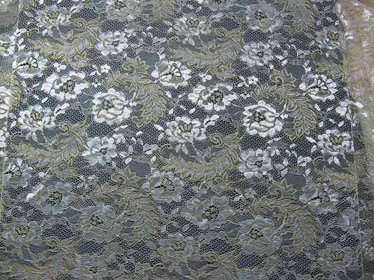 Archiwalne tkaniny metalicznej koronki niebieski, nylon Tulle kwiatowy koronki tkaniny SYD-0002