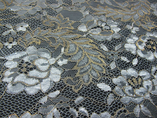 Archiwalne tkaniny metalicznej koronki niebieski, nylon Tulle kwiatowy koronki tkaniny SYD-0002