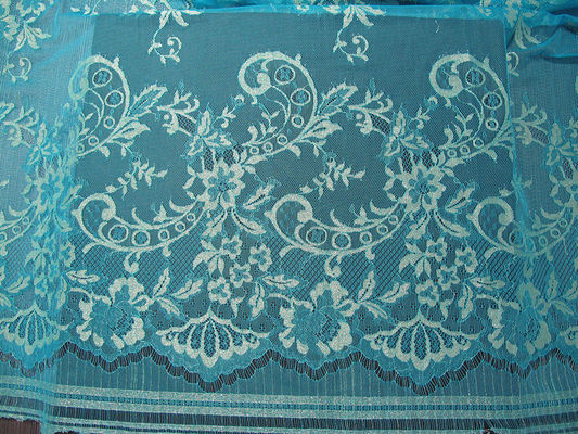 Archiwalne tkaniny metalicznej koronki niebieski, nylon Tulle kwiatowy koronki tkaniny SYD-0002