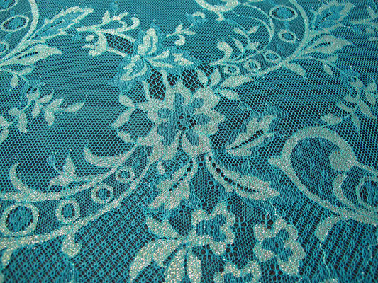 Archiwalne tkaniny metalicznej koronki niebieski, nylon Tulle kwiatowy koronki tkaniny SYD-0002