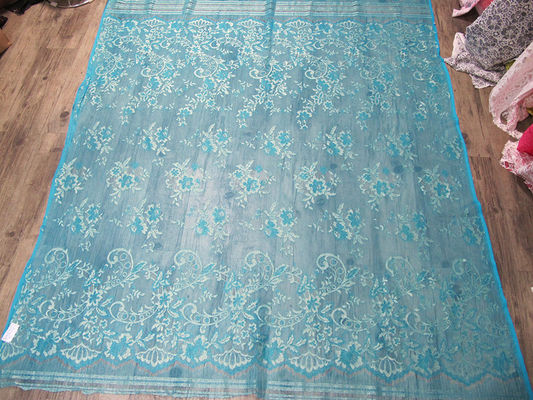 Archiwalne tkaniny metalicznej koronki niebieski, nylon Tulle kwiatowy koronki tkaniny SYD-0002