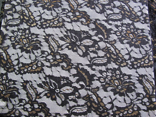Koronkowy, ekologiczny nylonowy materiał do odzieży, czarny CY-LW0219