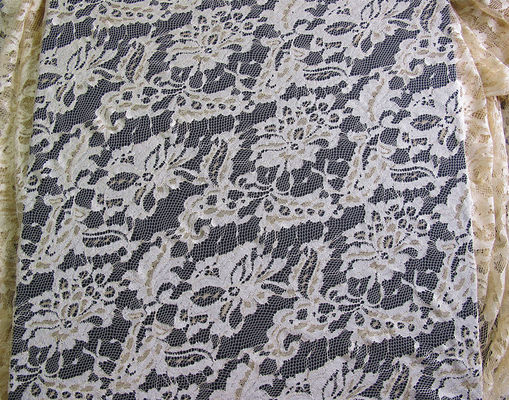 Koronkowy, ekologiczny nylonowy materiał do odzieży, czarny CY-LW0219