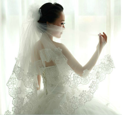 koronki wykończenia welon Bride Akcesoria ślubne 80cm do 175cm, biały