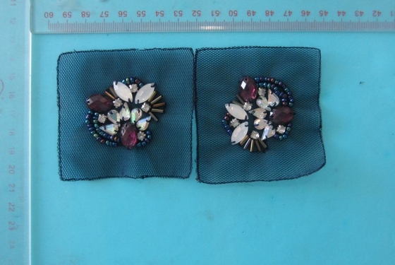 Czarny Podwójne kwiaty Fashional Handmade zroszony wykończenia OEM / ODM