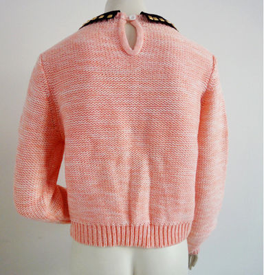 Różowy kołnierz odpinany skoczek Women Pullover Swetry na jesień, zima