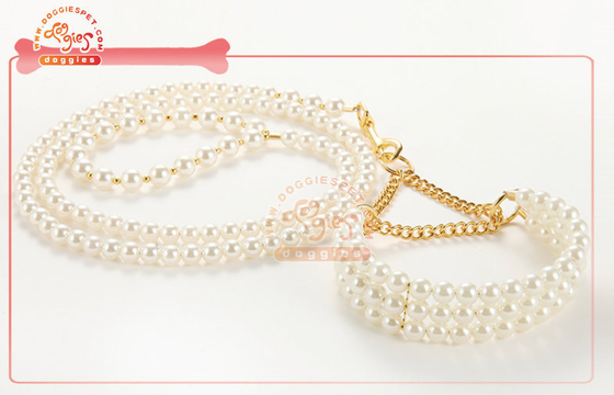 Exquisite Pearl Bead Martingale Chain tresura psów kołnierz pies zabawki