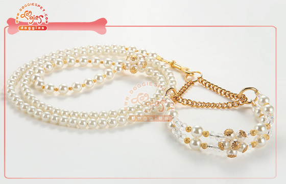 Exquisite Pearl Bead Martingale Chain tresura psów kołnierz pies zabawki