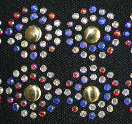 Kolorowe Rhinestone Czarny elastycznej taśmy 5cm, piękny okrągły wzór