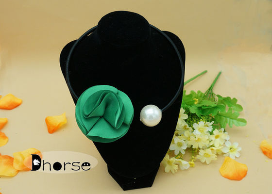 Zielony Tkanina Kwiat Big Pearl Handmade zroszony naszyjniki, obroża naszyjnik z koralików