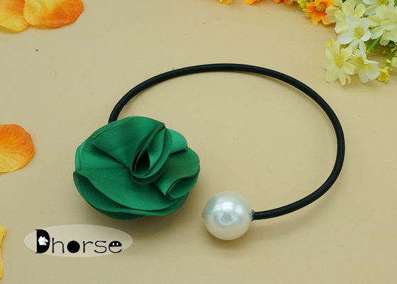 Zielony Tkanina Kwiat Big Pearl Handmade zroszony naszyjniki, obroża naszyjnik z koralików