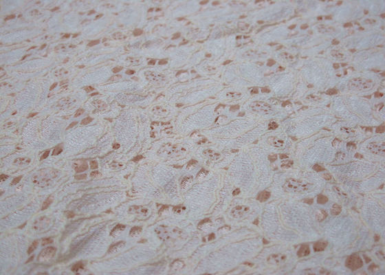 Ivory Cotton Nylonowa tkanina koronkowa na sukienki